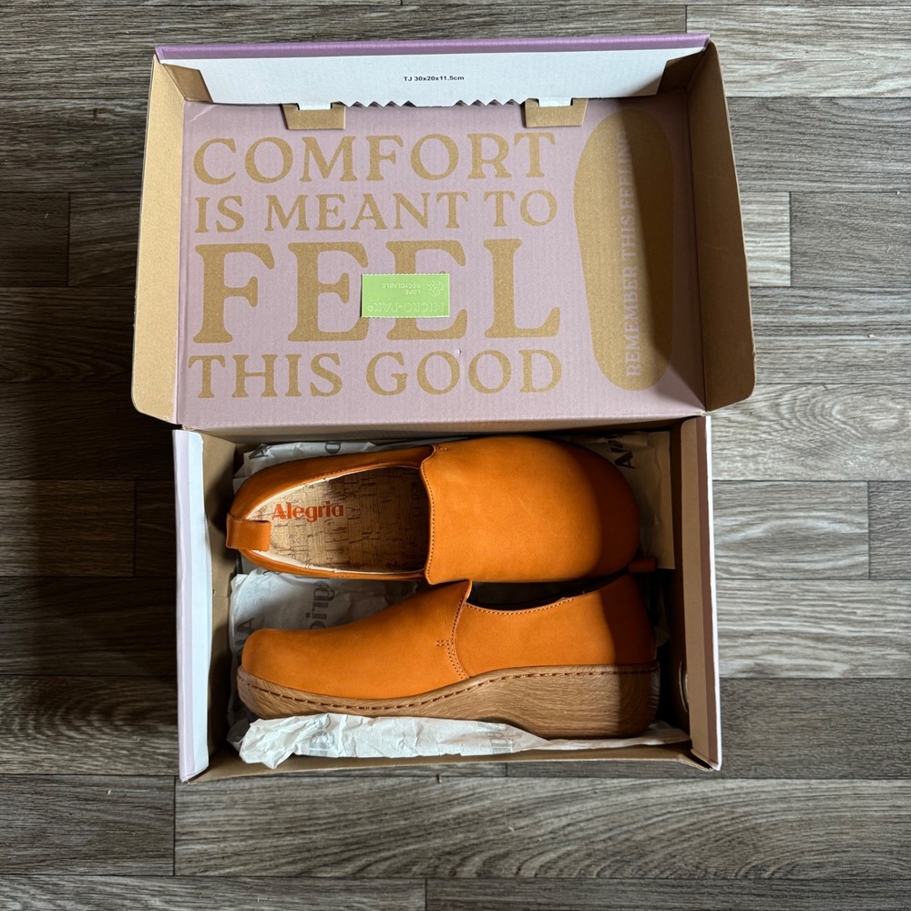 Alegria Orygin Clogs Women 7-7.5 Orange Punkin Leather Rocker Sole ORY-6322